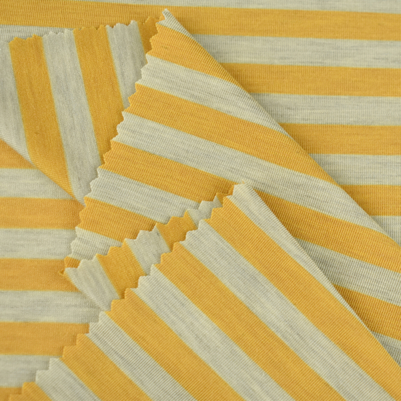 Fashion pattern Recycled 95% polyester 5% spandex stripe yarn dyed jersey fabric for t-shirt 200gsm