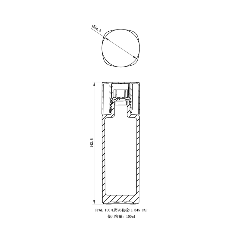 FPG Round square bottle - FPGL-100-5