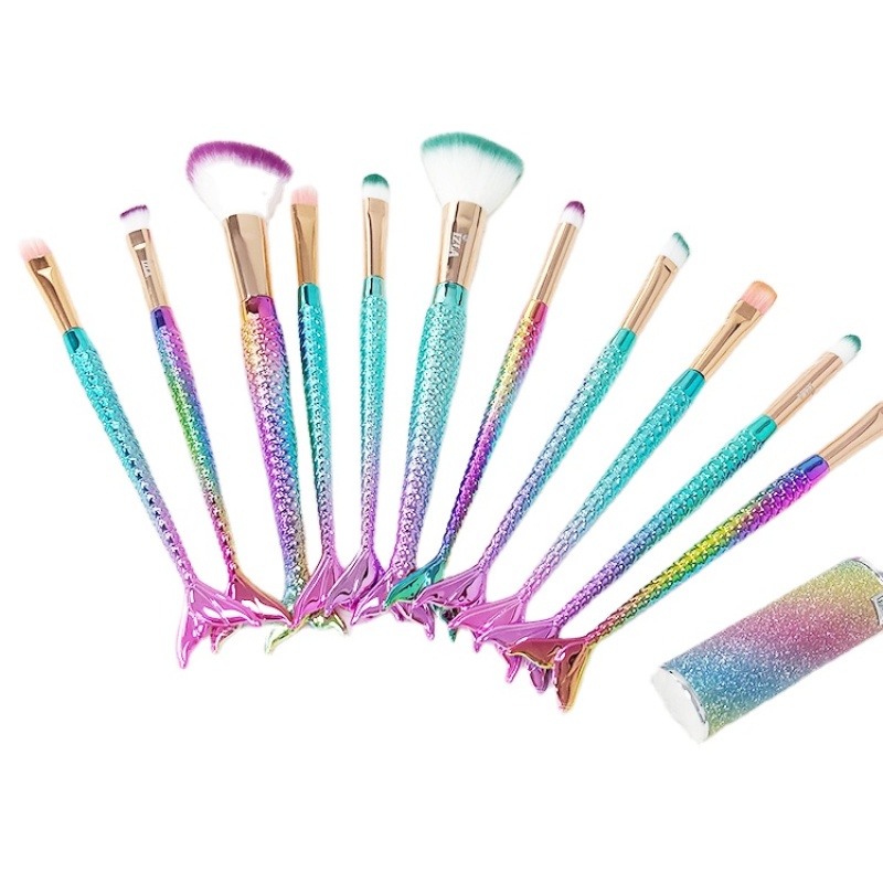 Professional Transparent Diamonds Crystal Handle Private Label Makeup Brushes fish Makeup Brush Set