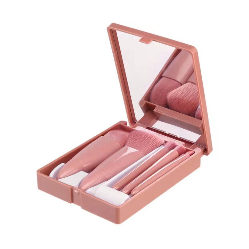 Wholesale 5 pcs custom Face Makeup Set High Quality Makeup Brush Mirror Set