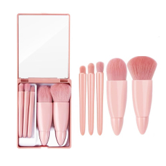 Wholesale 5 pcs custom Face Makeup Set High Quality Makeup Brush Mirror Set