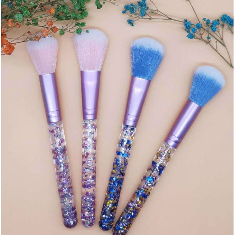 Custom Luxury Glitter Handle 7Pcs Crystal Diamond Foundation Makeup Brush Set With Bag