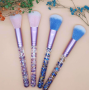 Custom Luxury Glitter Handle 7Pcs Crystal Diamond Foundation Makeup Brush Set With Bag