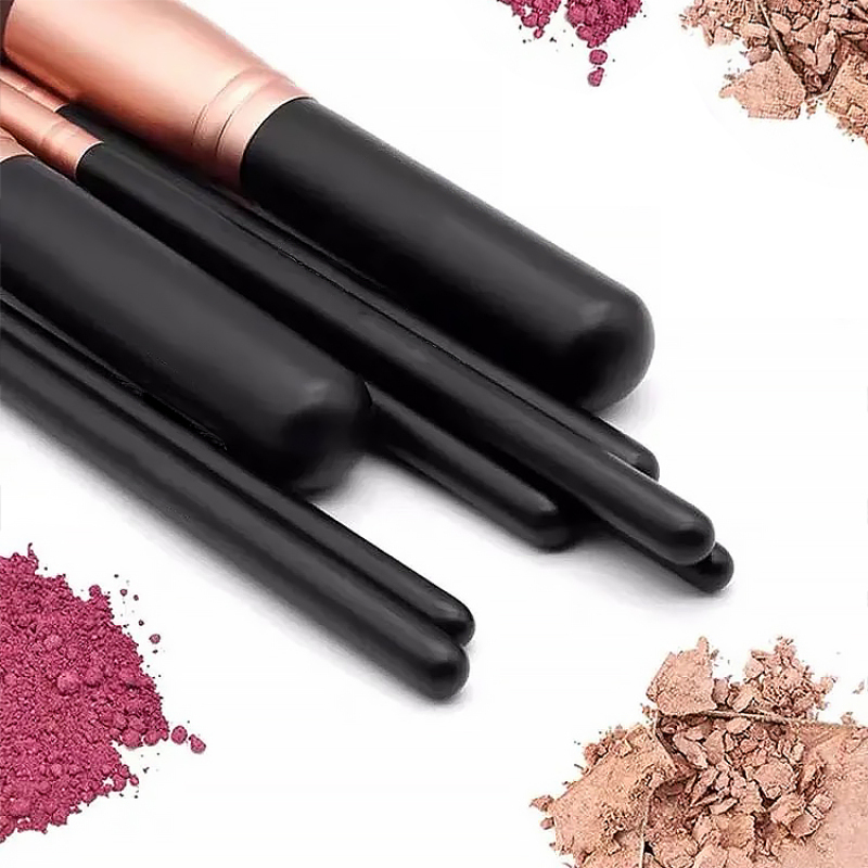 Premium Synthetic Foundation Powder Eye Shadows Rose Gold Private Label Makeup Brush Set