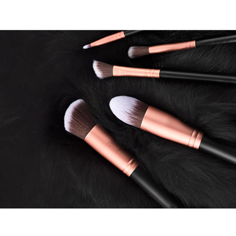 Premium Synthetic Foundation Powder Eye Shadows Rose Gold Private Label Makeup Brush Set