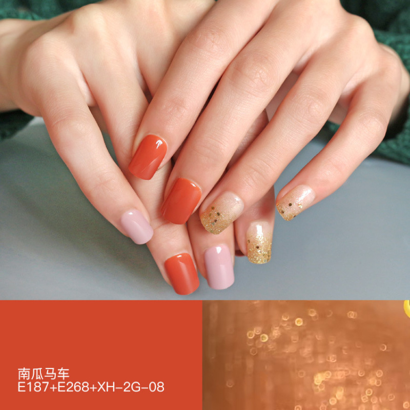 Custom Short Square Chrome Press On Nails With Glitter