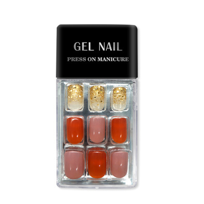 Custom Short Square Chrome Press On Nails With Glitter