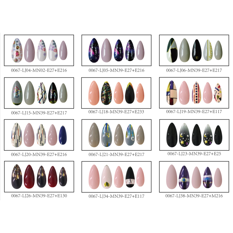 Wholesale False Nails 24 Pcs Long Stiletto Shape Design False Nails With Glue Stickers Full Cover Press On Nails