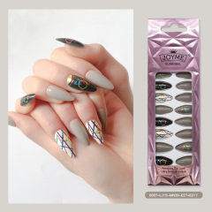 Wholesale False Nails 24 Pcs Long Stiletto Shape Design False Nails With Glue Stickers Full Cover Press On Nails