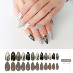 Wholesale False Nails 24 Pcs Long Stiletto Shape Design False Nails With Glue Stickers Full Cover Press On Nails