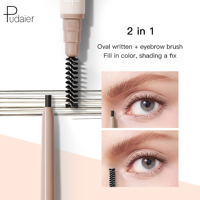 10 Colors 2 In 1 Custom Label Double Head Eyebrow Brush Makeup Brow Pen Waterproof Eyebrow