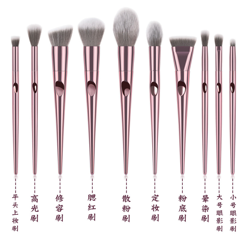 wholesale custom synthetic hair luxury 10 pcs Rose Gold Cosmetic Professional makeup brushes set