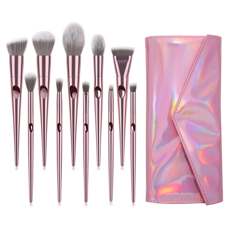 wholesale custom synthetic hair luxury 10 pcs Rose Gold Cosmetic Professional makeup brushes set