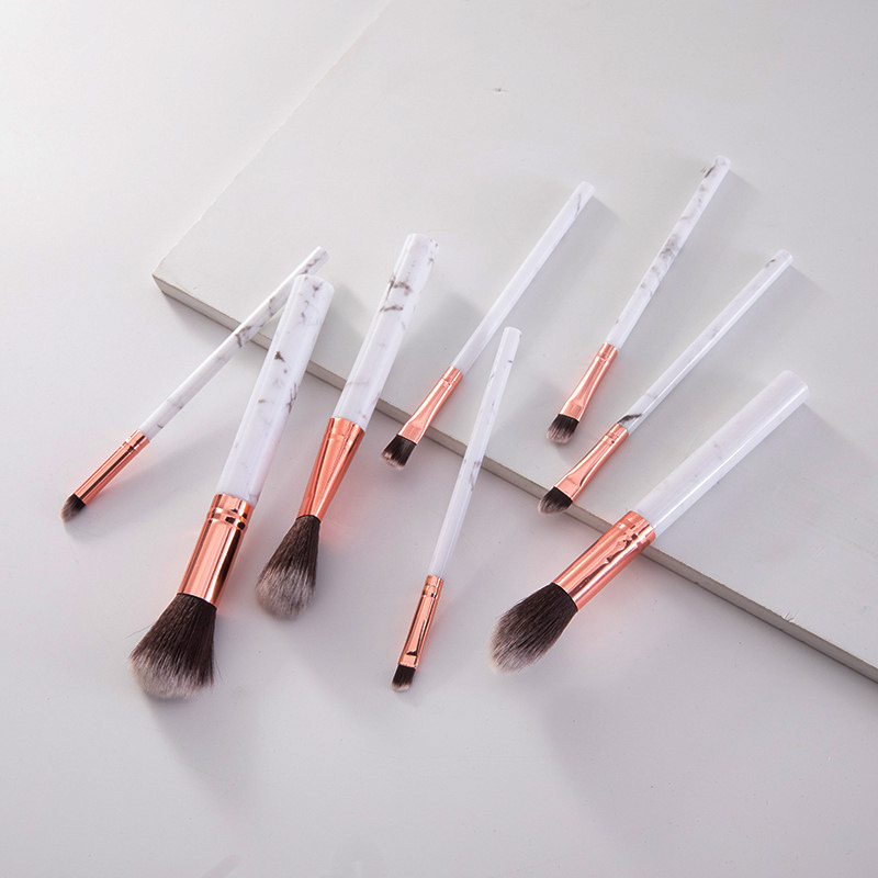 Custom Professional Make Up Tool 8 Pcs Gold Marble Makeup Brush Set