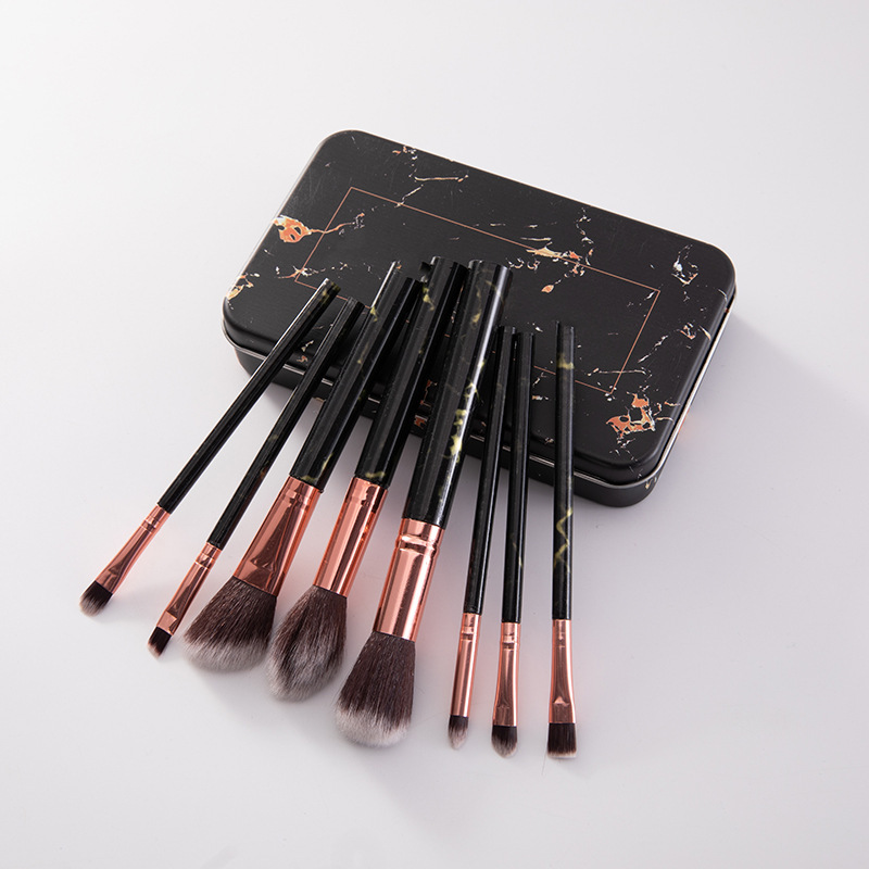Custom Professional Make Up Tool 8 Pcs Gold Marble Makeup Brush Set