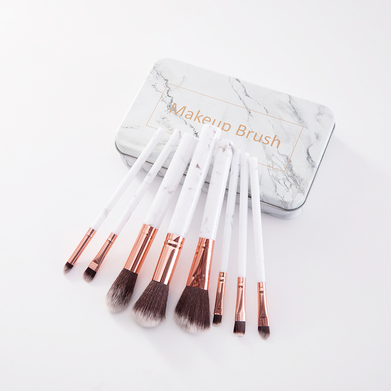 Custom Professional Make Up Tool 8 Pcs Gold Marble Makeup Brush Set