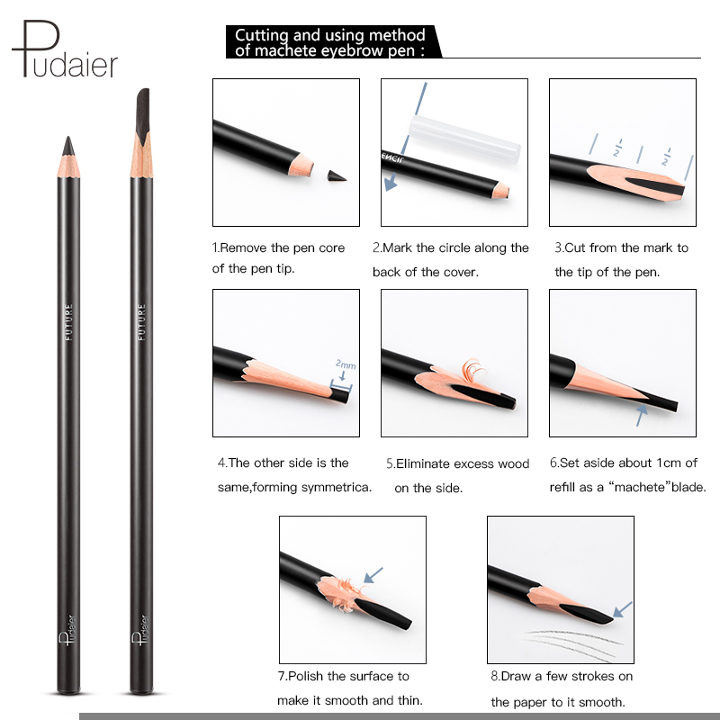Wooden Waterproof Durable Plain Dark Brown Peelable Eyebrow Pencil
