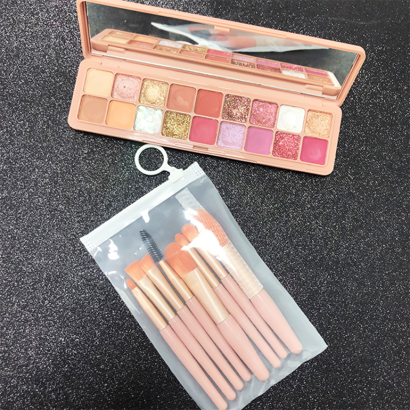 8 pieces Custom min makeup brush set pink natural makeup brushes set