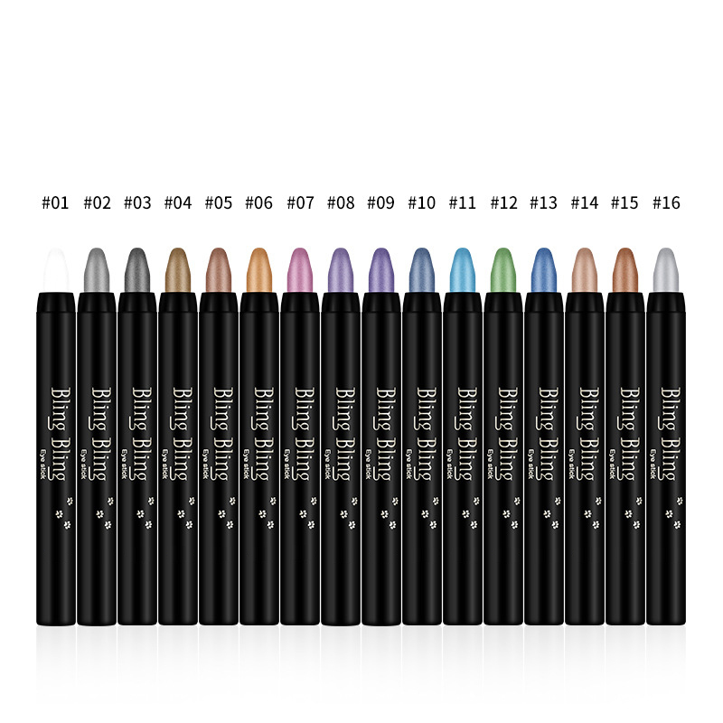 16Colors Glitter Long Lasting Waterproof Highlight Colorful Makeup Eyeshadow Pencil