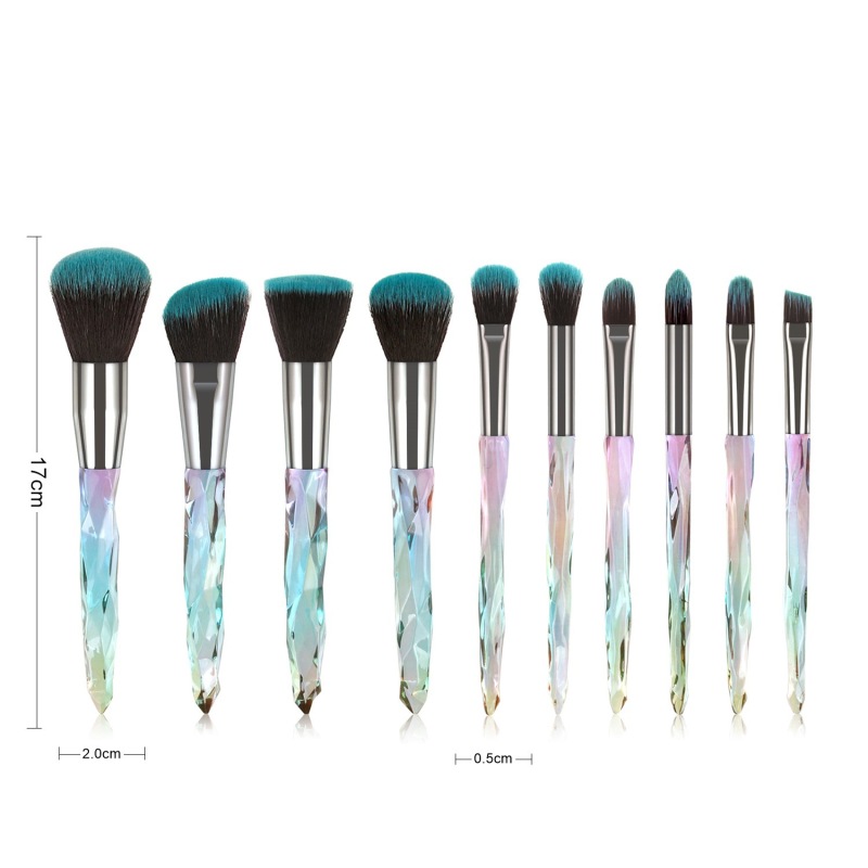 Synthetic brush 10pcs makeup set professional crystal makeup brush set Vegan bling makeup brush set