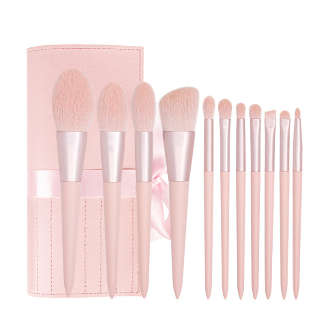 Hot Selling Professional New Arrival 11Pcs Natural Unique Vegan private label face brushes