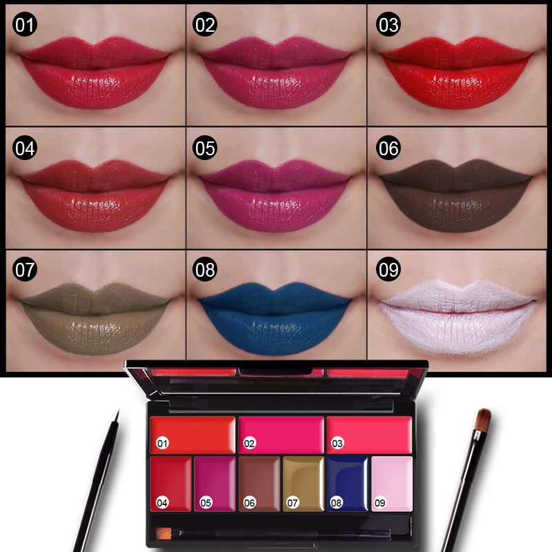 Wholesale Custom High Pigment Private Label Makeup 9 Colors Lip Cream Matte Lipstick Palette