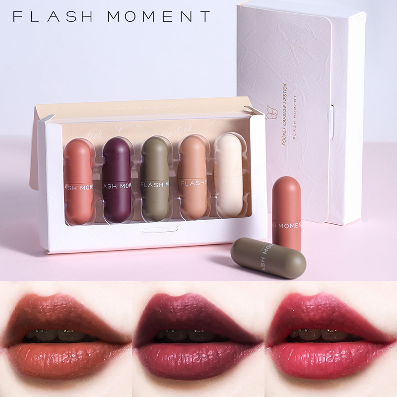 Low Moq 5 Colors Waterproof Matte Mini Capsule Lipstick Set