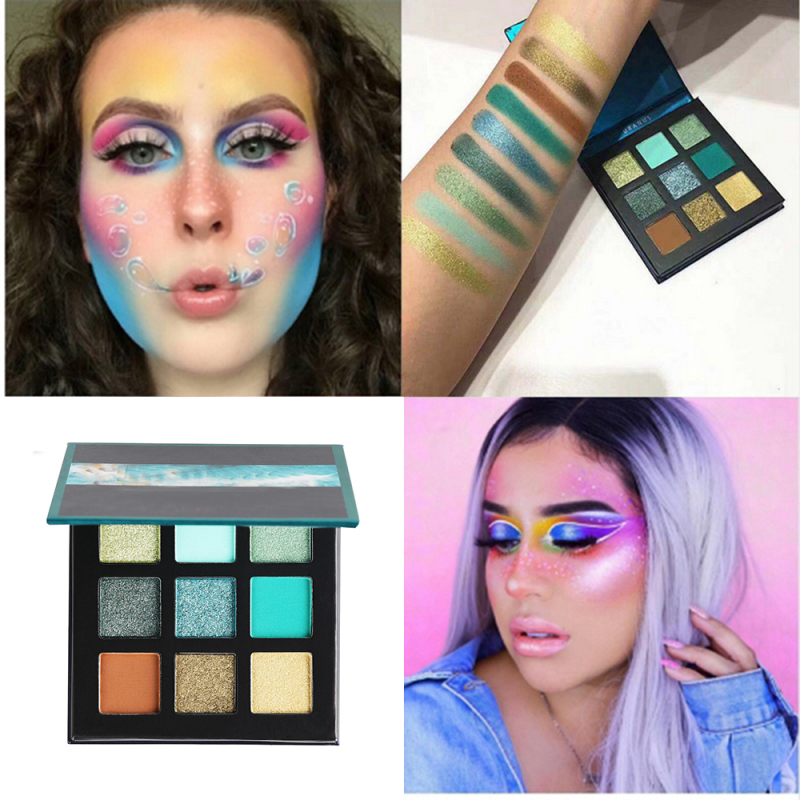 9 Colors Waterproof Shimmer Pigmented Pressed Glitter Powder Square Eyeshadow Palette