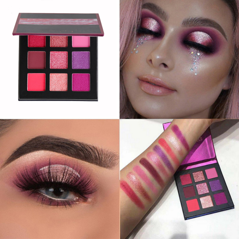 9 Colors Waterproof Shimmer Pigmented Pressed Glitter Powder Square Eyeshadow Palette