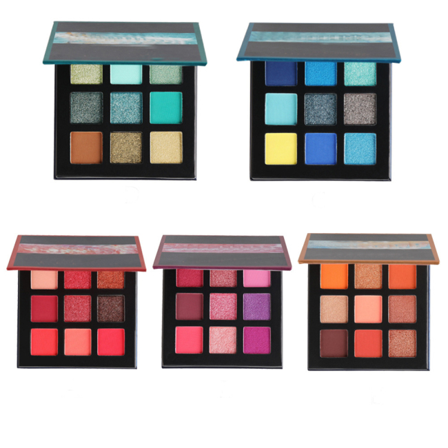9 Colors Waterproof Shimmer Pigmented Pressed Glitter Powder Square Eyeshadow Palette
