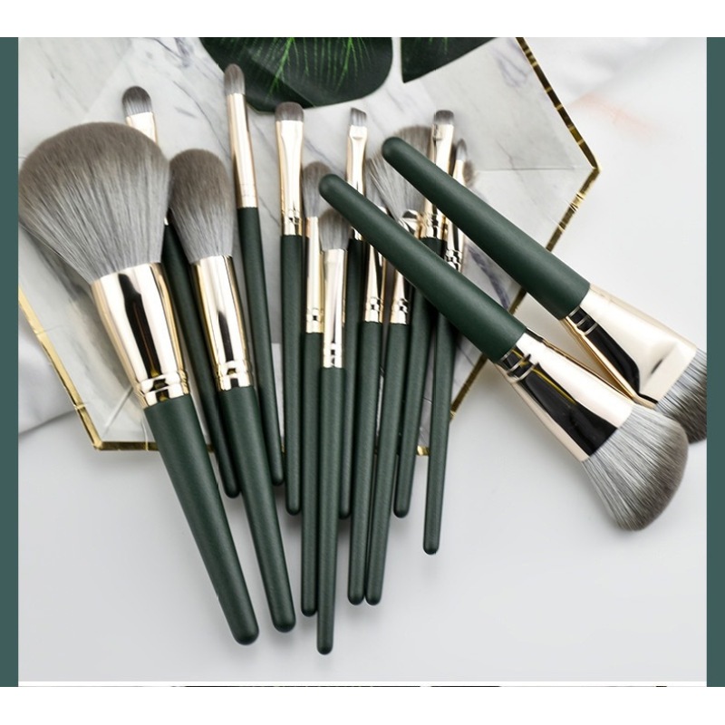 Cheap Professional 14 pcs Custom High Quality Unique makeup brush set with quilt bag