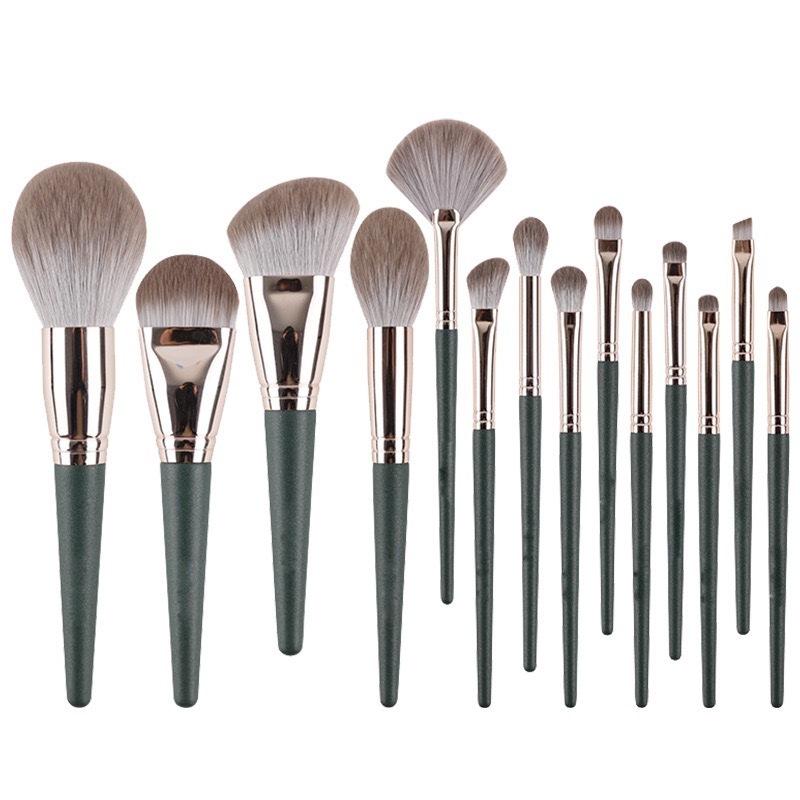 Cheap Professional 14 pcs Custom High Quality Unique makeup brush set with quilt bag