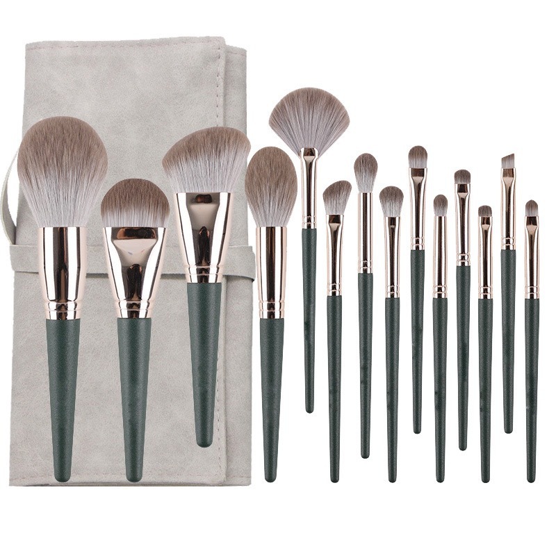 Cheap Professional 14 pcs Custom High Quality Unique makeup brush set with quilt bag