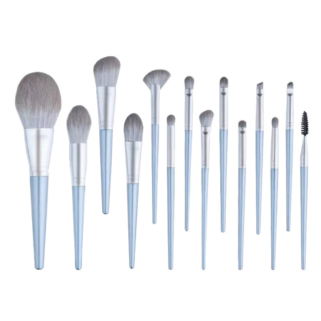 Portable Wooden Handle 14 Pcs Eye Makeup Brush Set With Logo