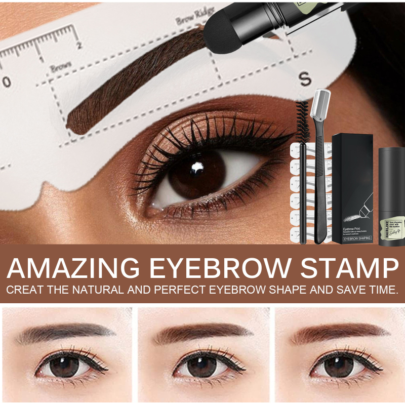 Wholesale Powder Makeup Long Lasting Eyebrow Stamp Shaping Kit With 10 Reusable Eye Brow Stencils