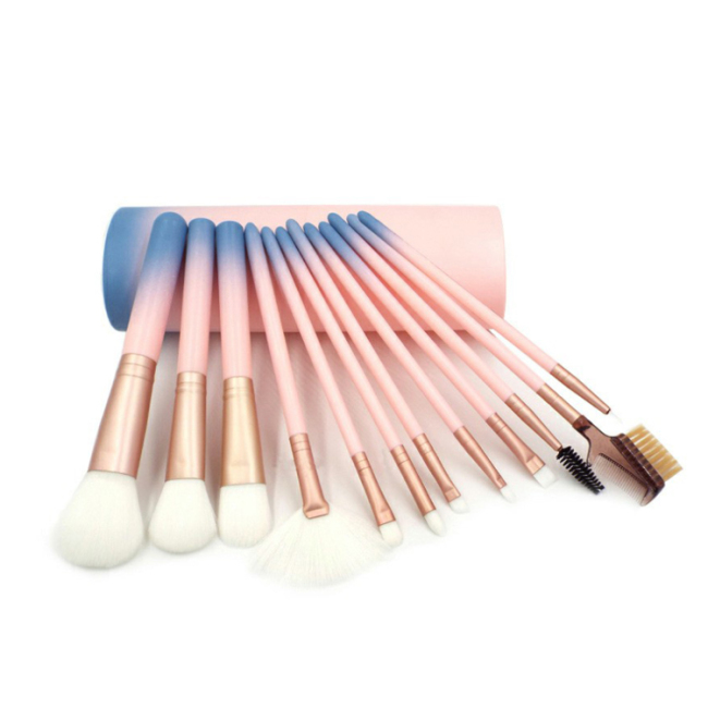 Cheap 12pcs Custom Private Label Makeup Brushes pink makeup brush set