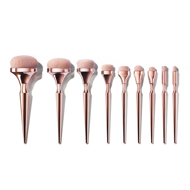 9 Drunk Gold Face Custom Luxury Makeup Brush Set