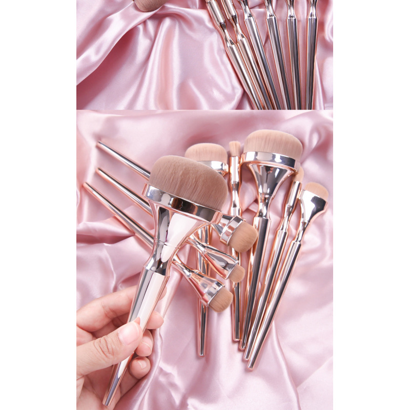 9 Drunk Gold Face Custom Luxury Makeup Brush Set