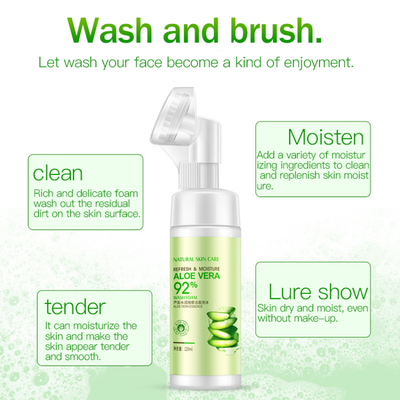 soft OEM Organic Foaming Face Wash with Built-In  Gentle Makeup Remove Facial Cleanser Mousse Foam Aloe Vera Face Wash