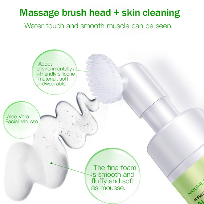 soft OEM Organic Foaming Face Wash with Built-In  Gentle Makeup Remove Facial Cleanser Mousse Foam Aloe Vera Face Wash