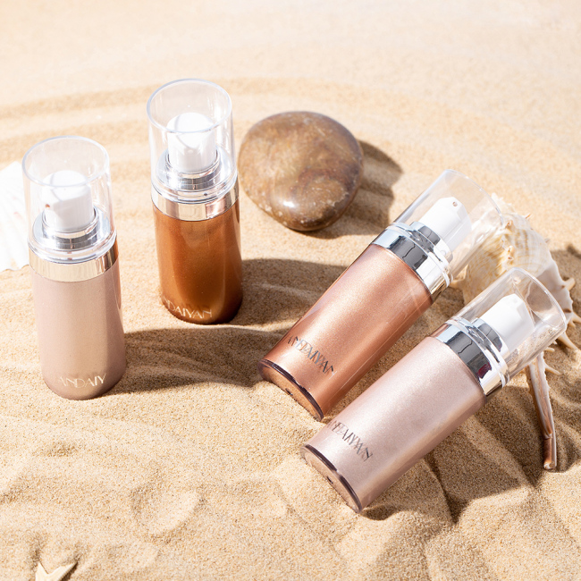 4 Colors Private Label Vegan Golden Face Body Shimmer Oil Bronzer Private Label Makeup Highlighter