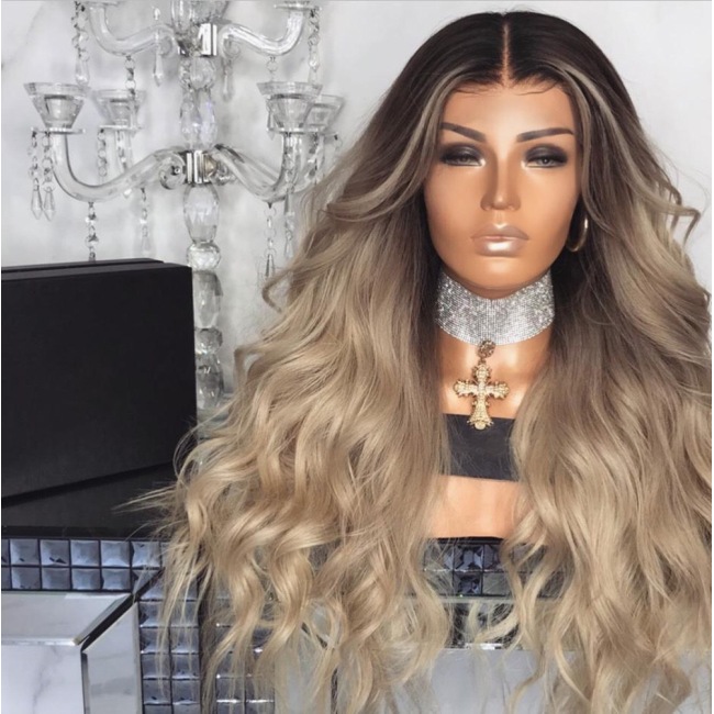 24 inch brown synthetic hair wig wholesale water wave wig for black women
