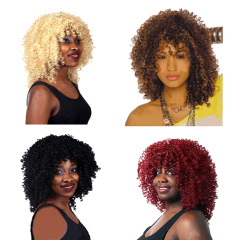 16 inch black brown wholesale Deep wave wig for black women synthetic hair wig