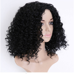 16 inch black brown wholesale Deep wave wig for black women synthetic hair wig
