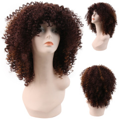 16 inch black brown wholesale Deep wave wig for black women synthetic hair wig
