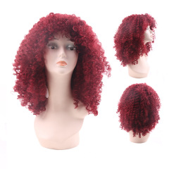 16 inch black brown wholesale Deep wave wig for black women synthetic hair wig
