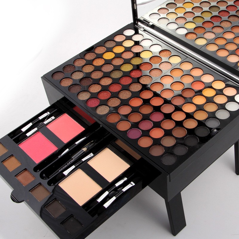 Private Label Long Lasting Waterproof 180 Full Colors Women Cosmetic Case Matte Glitter Makeup Eyeshadow Palette