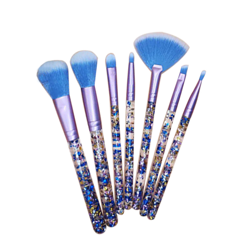 Custom Logo 7 Pcs Pvc Crystal Bag Luxury Pink Makeup Brushes