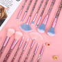 Custom Logo 7 Pcs Pvc Crystal Bag Luxury Pink Makeup Brushes