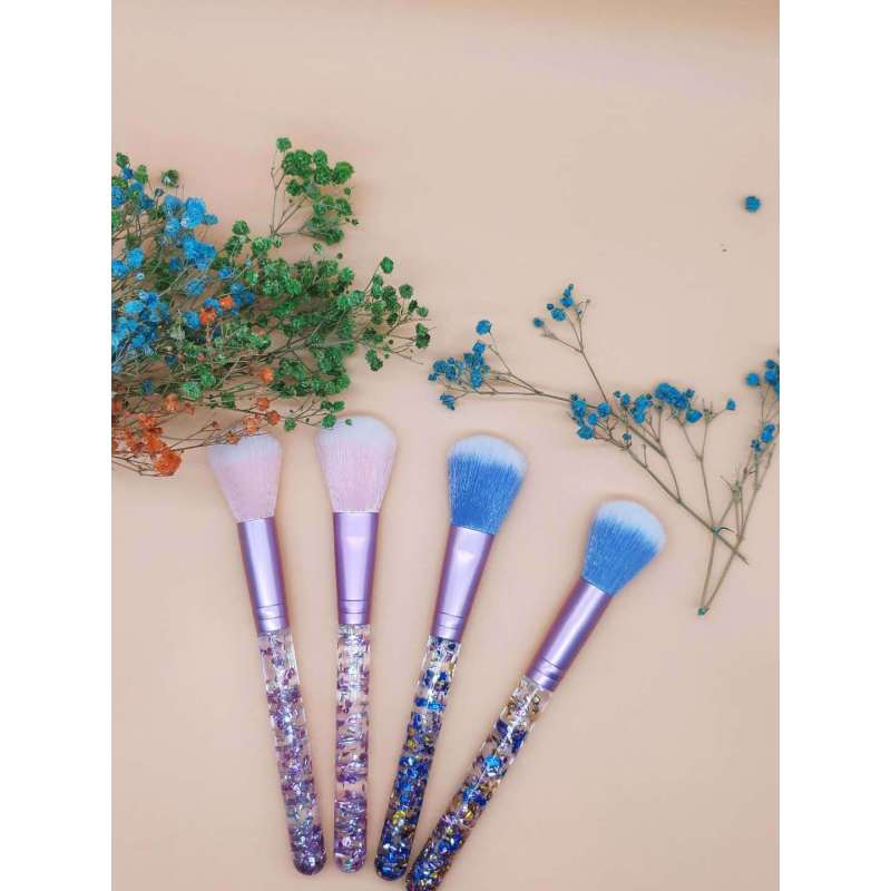 Custom Logo 7 Pcs Pvc Crystal Bag Luxury Pink Makeup Brushes